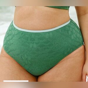 BERLOOK High-Waist Green Lace-Texture Bikini Bottom